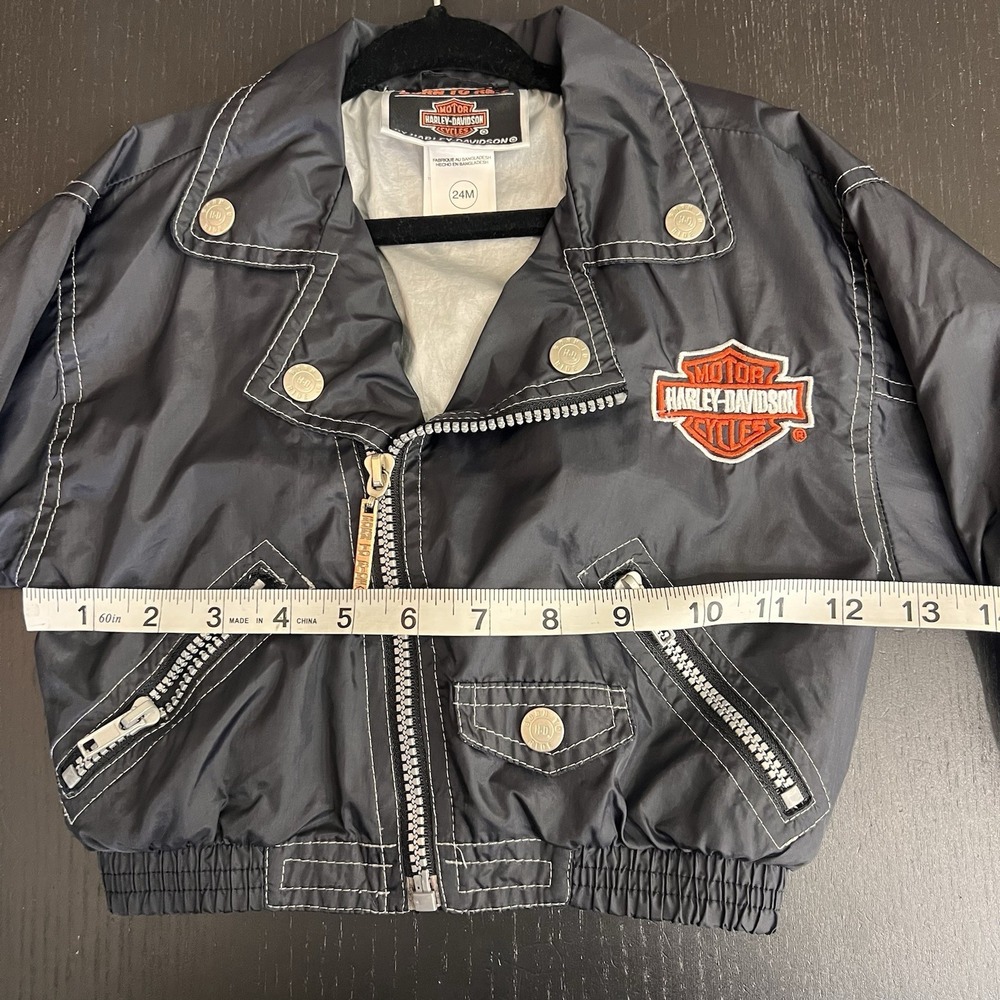 Harley Davidson Jacket Baby Boy Size 24 Months Black Zipper Nylon Lightweight - Picture 7 of 8